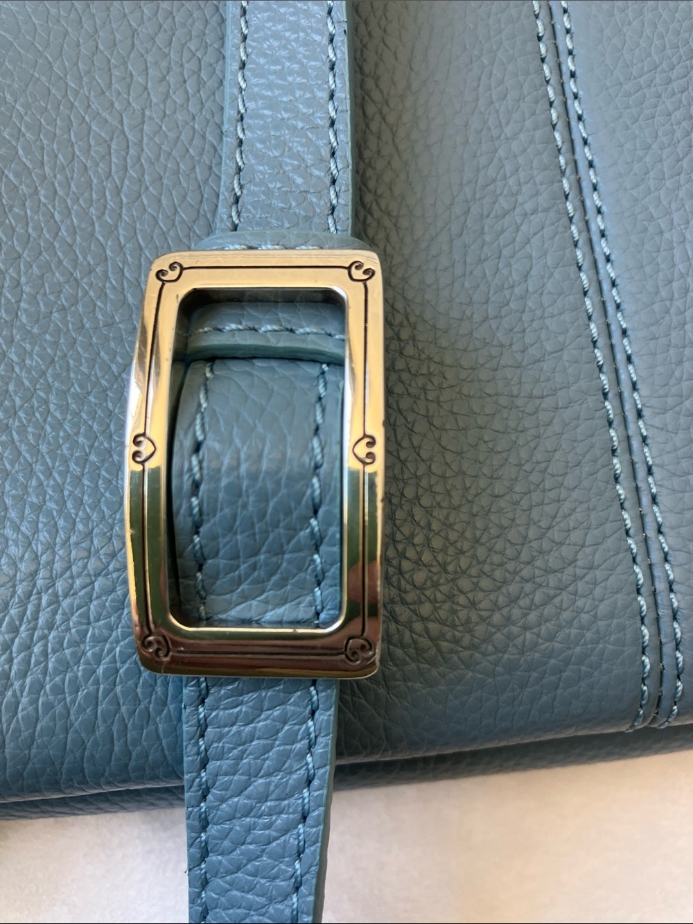 BRIGHTON Barbados City Organizer Blue Pebble Leather Heart-Adorned Tassel NWOT - Picture 10 of 13